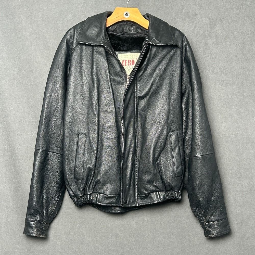 Zero Men's 100% Genuine Leather Motorcycle Biker Moto Jacket Black Size Small S